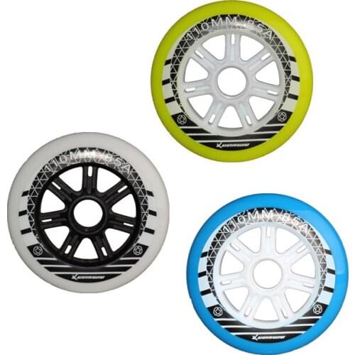 Original Xuanwu 110mm Skating wheel for Inline Speed Skates Racing Patines, Yellow Green 85A Grip for Powerslide STS Cityrun
