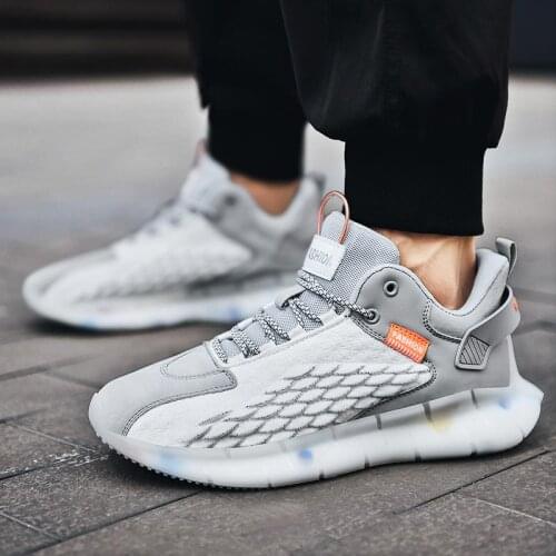 Large Size Summer Outdoor Mens Sport Shoes Mens Shoes Sneakers Mens Running Trainers Men Sports Shoes White Gray Trainers D-808