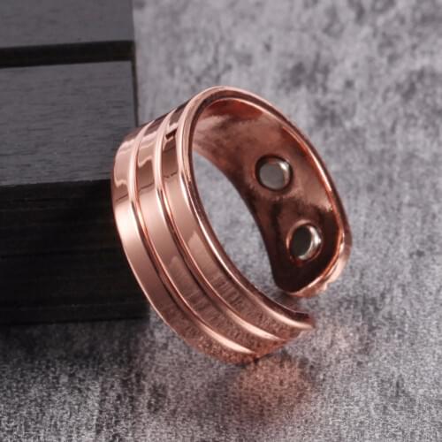 Vinterly Pure Copper Magnetic Ring for Women Trendy Engagement Wedding Rings for Women Men Open Cuff Adjustable Finger Ring Men