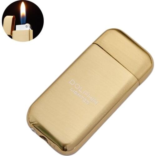 Dolphin Metal Lighter Protable Refillable Butane Gas Grinding Wheel Lighter Cigarette Smoking Accessories