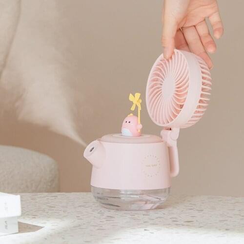 Mini USB Rechargeable Humidifier Fan Wireless Desktop Water Spray Misting Air Cooler Portable Summer Radiator Cute Pet Kettle