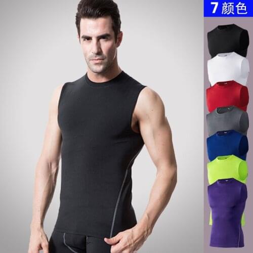 Brand Clothing Compression Shirt Mens O Neck Tank Tops Summer Male Bodybuilding Sleeveless Vest gyms clothing fitness shirt