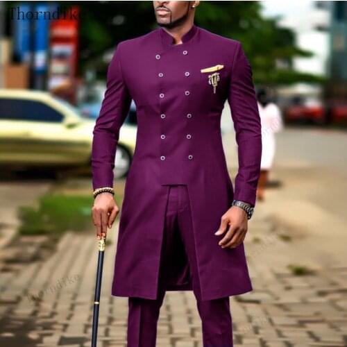 Thorndike Purple Suit Slim Wedding Suits(Jacket+Pants)Suits for Men Groom Tuxedo Indian Wedding Wear Casual Man Blazer Men