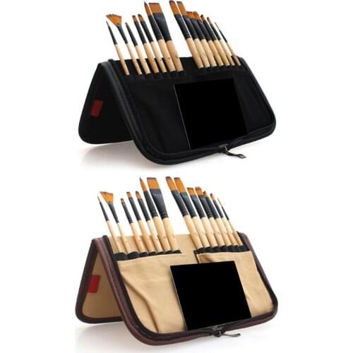 14pcs Paint Brushes Acrylic Watercolor Brush With Pencil Case Storage Bag for School Artists Painting Drawing