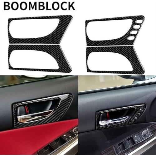 Car Front Door Handle Bowl Trim Frame Cover Carbon Fiber Sticker Decals Accessories For Lexus IS250 2014 2015 2016 2017 2018