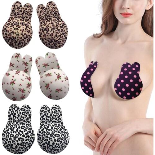 Lingerie Silicone Nipple Cover Stickers Rabbit Bra Push Up Bra Women Self Adhesive Invisible Bra Strapless Blackless Bralette