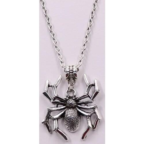 New fashion spider halloween Pendants round cross chain short long Mens Womens silver necklace Jewelry Gift