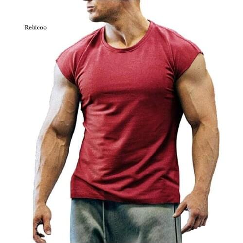 New Mens Sleeveless T-Shirt Gym Fitness Training Training Suit Comfortable Quick-Drying Breathable Fitness T-Shirt