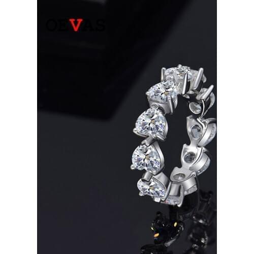 OEVAS 100% 925 Sterling Silver 5MM Heart Cut Created Moissanite Gemstone Diamonds Wedding Engagement Ring Fine Jewelry Wholesale