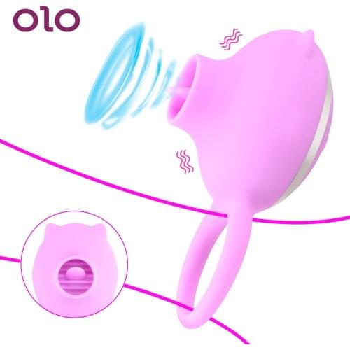 OLO 3 Speeds G-spot Massage Rotation Oral Tongue Licking Vibrator Penis Ring Vagina Clitoris Stimulate Cock Ring