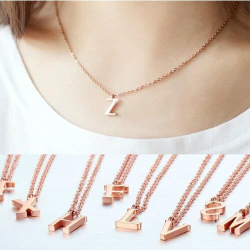 Stainless Steel A-Z Initial Letter Alphabet Necklace Alloy Alison Font Pendant Name Necklace for Women Love Gift