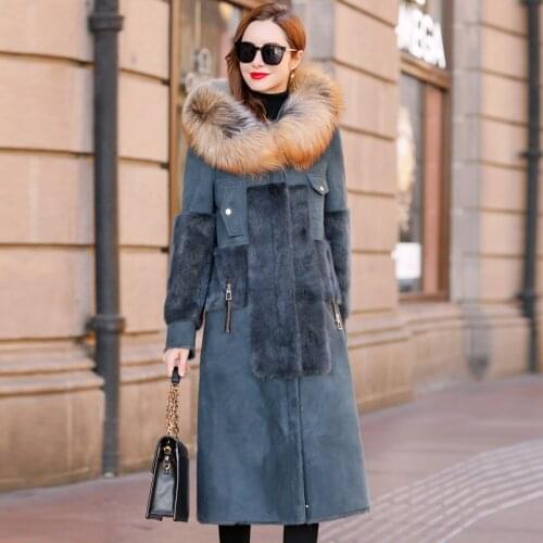 Real Fur Coat Natural Winter Coat Women Clothes 2020 Mink Fur Coat Fox Fur Collar Korean Double-faced fur Wool Jacket YY1664