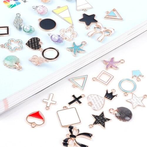 Mixed Charms Nautical Ocea Enamel Sea Starfish Shell Conch Hippocampus Pendants DIY Jewelry for Necklace Bracelet Craft Findings