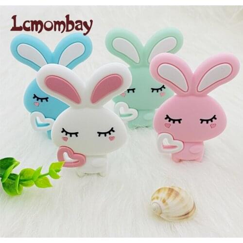 1pcs Rabbit Baby Teether Rodent Beads DIY Silicone Teething Toy Animal Shape Baby Products Nursing Gift