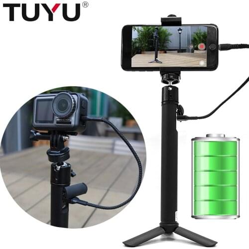 TUYU 2 in1 Handheld 5200mah Camera Battery Power Selfie Stick for DJI OSMO Action GoPro Hero7 6 5 4 sj8 Mobile phone accessories