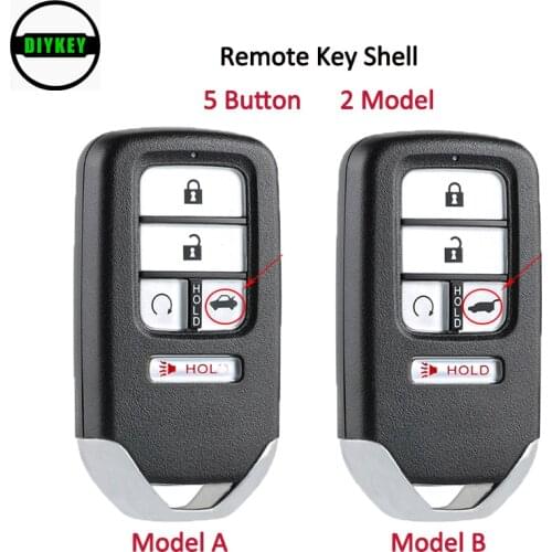DIYKEY Replacement Smart Remote Key Shell Case 5 Button Fob for Honda Civic Pilot 2016 2017 2018 - KR5V2X