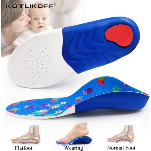 KOTLIKOFF Kids Children Flat Feet Insoles Arch Support 4cm Orthotic Orthopedic Shoe Inserts for X/O Legs Shoe Heel Fixed Pads