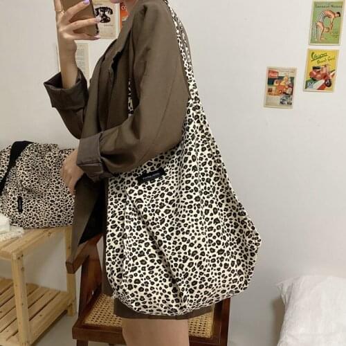 Hylhexyr Fashion Womens Shoulder Bag Female Purses And Handbags Leopard Print Canvas Bags Large Capacity Totes For Girls Ladies