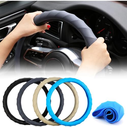 Car Multi Color Universal Skin Soft Silicon Steering Wheel Cover Auto Silicone Steering Wheel Glove Soft Cover Auto Accessories