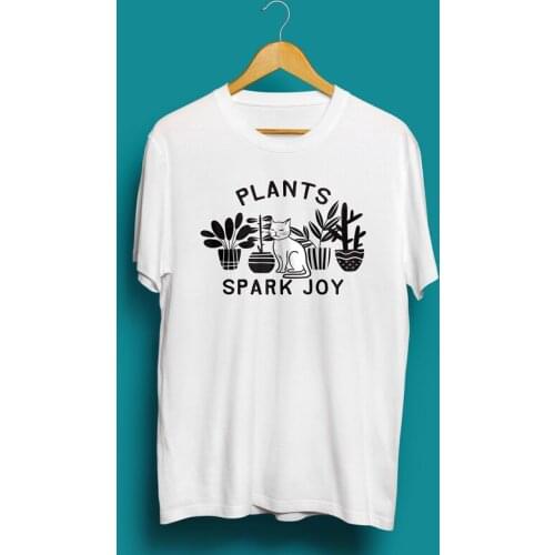 Plants Spark Joy T-shirt Fashion Womens Botanical Gardening Tee Shirt Top Funny Crazy Plant Lady Gift Tshirt Femme Drop Ship