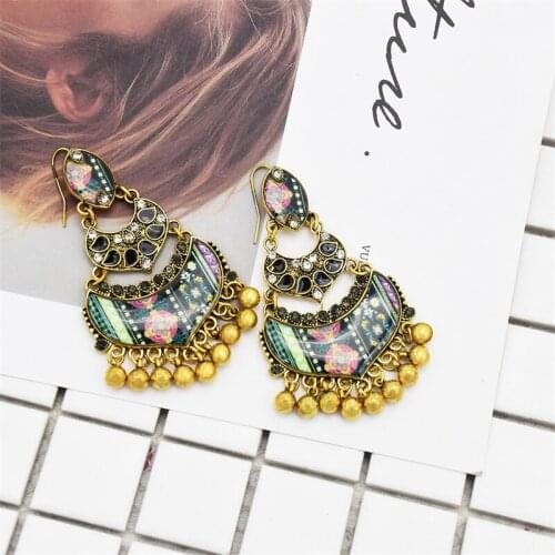 Retro Colorful Multi-layer Earrings Indian Jewelry For Women Vintage Ethnic Gypsy Wind chimes Tassel Earrings