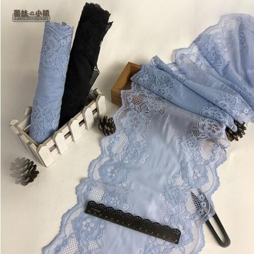 1 Meter Blue Black Elastic Lace Fabric DIY Accessories Elastic Lace Trim Free Shipping