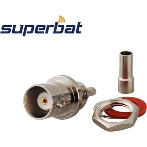 Superbat 10pcs BNC Crimp Jack Female Front Mount Bulkhead O-ring RF Coaxial Connector for Cable LMR100,RG174,RG316