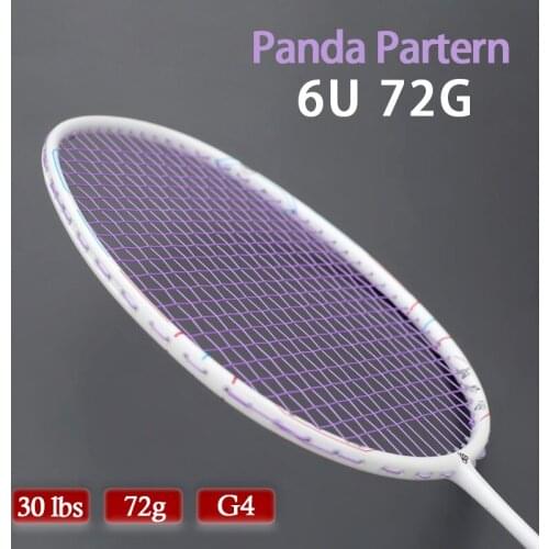 100% Carbon Fiber String Badminton Rackets 22-30LBS Panda Partern Super Light 6U 72g G4 Professional Racquet Bags Sports Adult