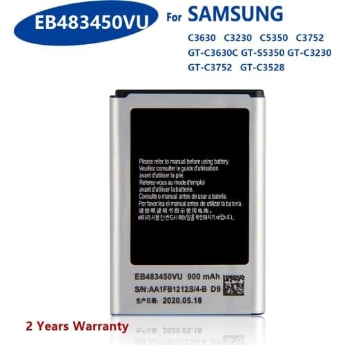100% Genuine EB483450VU For Samsung GT-C3630 GT-S5350 C3752 GT-C3592 GT-C3230 GT-C3752 GT-C3528 C3630 C3230 C5350 4.8 Batteries