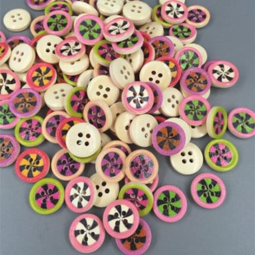 DIY 100 pcs 4 hole Wood Buttons Fit Sewing scrapbook Embellishments 15mm