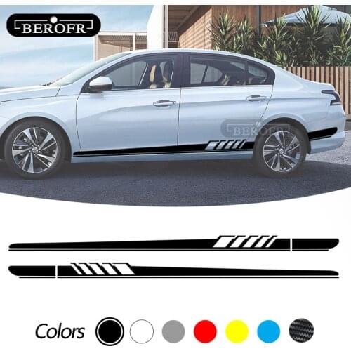2Pcs For Peugeot 307 206 308 407 207 3008 208 508 2008 301 408 607 4008 5008 Car Long Side Stripe Sticker Car Tuning Accessories