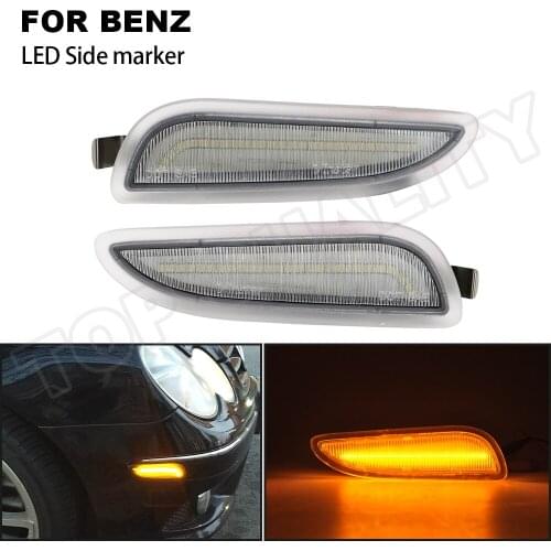 2Pcs Clear Lens LED Side Marker Lamp Light For Mercedes-Benz CLK55 AMG 2003-2006 CLK500 CLK320 2003-2005 CLK63 AMG 2007-2009