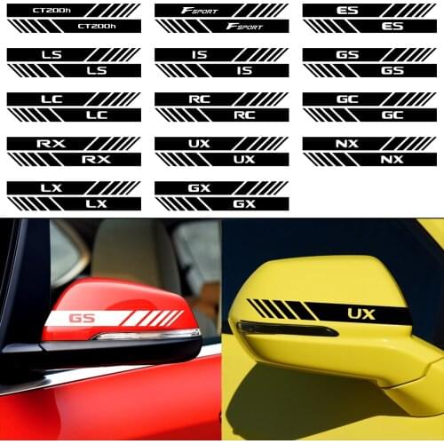 20*2CM 2pc Reflective Car Rearview Mirrow Sticker Decal For LEXUS CT200h F sport ES LS IS GS LC RC GC RX UX NX LX GX Accessories