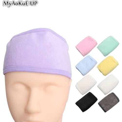 Makeup Hairband Eyelashes Extension Spa Facial Headband Makeup Wrap Head Terry Cloth Headband Adjustable Towel with Magic Tape