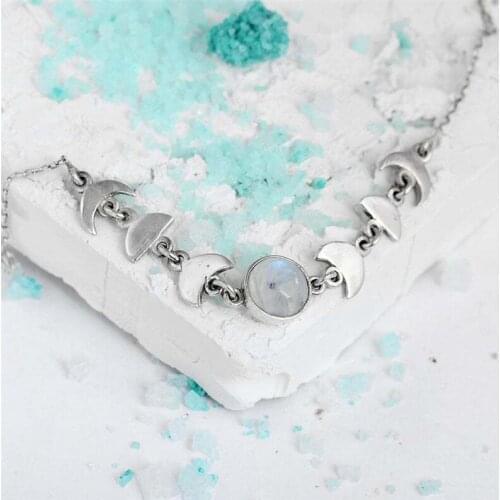 Moon bracelet with Opal Stone Yoga, Meditation Handcrafted Minimalist jewelry for Mother or Girlfriend Blue Topaz Bracelet L-3I8