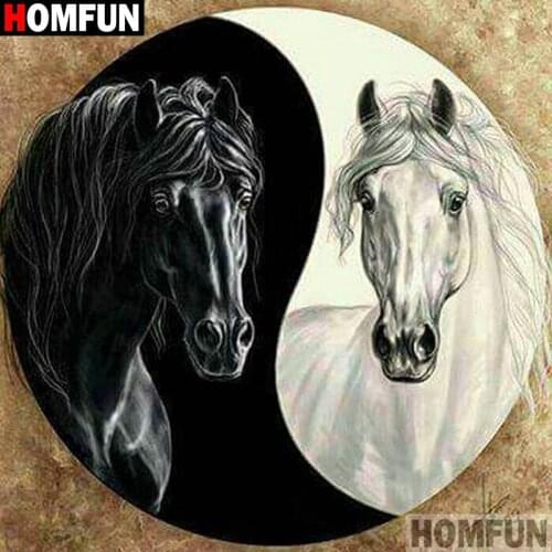 HOMFUN Full Square/Round Drill 5D DIY Diamond Painting "Animal horse" 3D Diamond Embroidery Cross Stitch Home Decor A19875