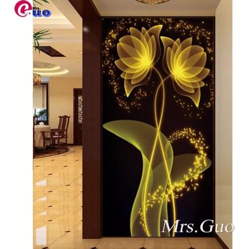 5D DIY Diamond Painting Full Square/Round Golden Flower Diamonds Embroidery Kits Abstract Modern Decorations Home Large Gift
