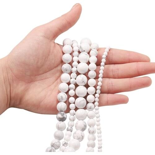 Natural White Turquoises Round Loose Spacer Beads For Jewelry Making DIY Bracelet Necklace Accessories 1Strand 4 6 8 10 12mm