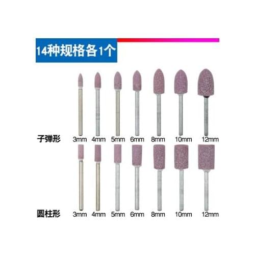 Handle diameter:3mm Red corundum wheel ceramics grinding Metal polishing head 3-12mm Bullet shaped, cylindrical NO.C0356
