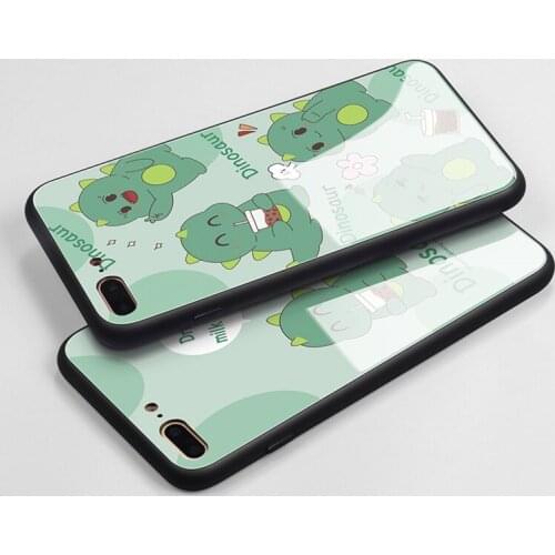 For Samsung A81 A91 A51 A71 5G Case Cartoon Dinosaur Hard Tempered Glass Cover For Samsung A11 A30 A30S A21S A31 A2 Core A8S