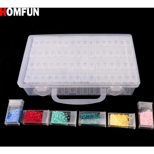 HOMFUN Diamond embroidery diamond painting tool! 64 lattice, transparent plastic storage box, 64 Grid jewelry Drill Storage Box