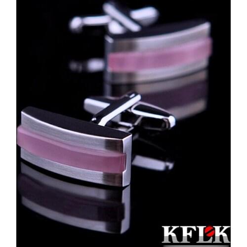 KFLK jewelry 2020 shirt cufflinks for mens gift Brand cuff buttons Pink cheap cuff links High Quality abotoaduras Jewelry