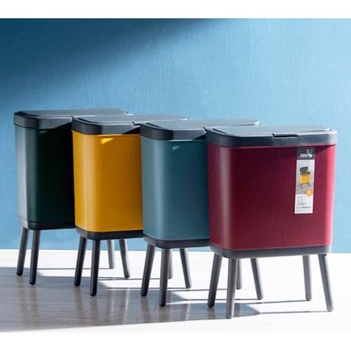 15L Trash Bin With Lid Creative Dustbin Large Capacity Press Style Kitchen living Office Trash Can