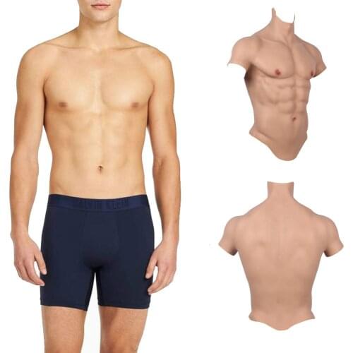 Cosplay Crossdress Male High Collar Version Suit Fake Belly Muscle Mens Chest Silicone Realistic False Fake Muscle