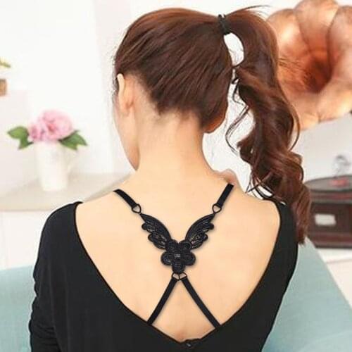 Beautiful Back Straps Lace Sexy Butterfly Cross Bra Shoulder Straps Adjustable Invisible Bra With Non-Slip Underwear