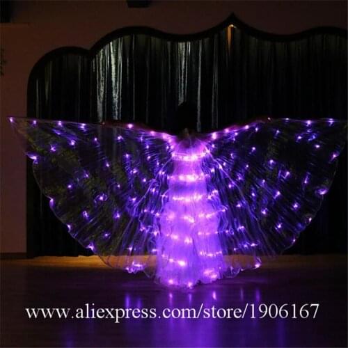 Colorful LED Luminous Cloak Light Up Ballroom Butterfly Wings Illuminated Led Lighting Belly Dance Party Event Stage Props