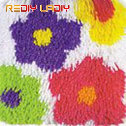 Latch Hook Kits Flowers Rose Cushion Front Pre-Printed Canvas DIY Yarn Crochet Crafts Pillow Case 43x43cm Sofa Bed Cushion Cover