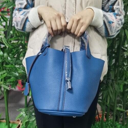 Fashion Basket Bag Women Bucket Bags Famous Brand Designer Drawstring Bag Maroon Ostrich Pattern Leather Composite Bags