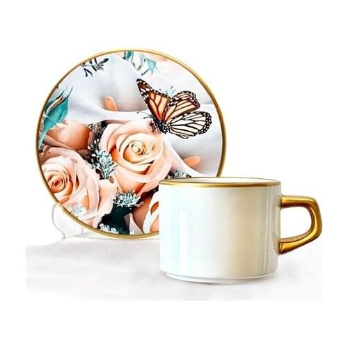 Asaf Tea Cup Set 12 Pieces Butterfly Rose