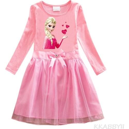 Frozen Childrens Spring And Autumn New Childrens Dress Cotton Foreign Style Girl Pleated Skirt Net Gauze Skirt